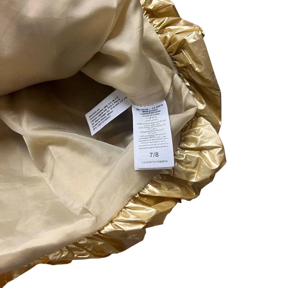Habitual Girl Gold Metallic Hooded Windbreaker Jacket‎ Size 7/8 Bubble Hem